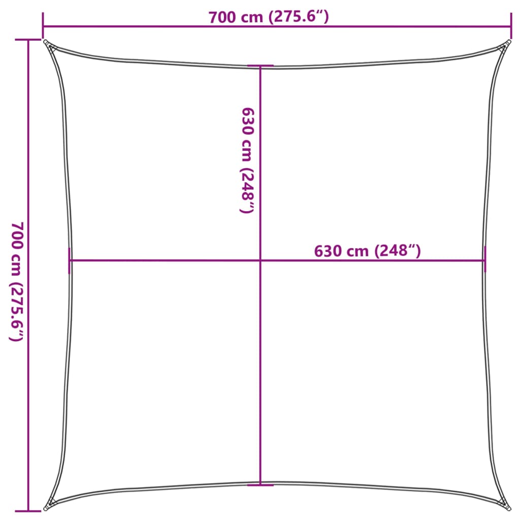 Uždanga nuo saulės, juodos spalvos, 7x7m, HDPE, 160g/m²