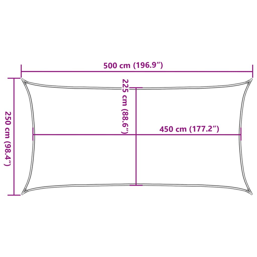 Uždanga nuo saulės, juodos spalvos, 2,5x5m, HDPE, 160g/m²