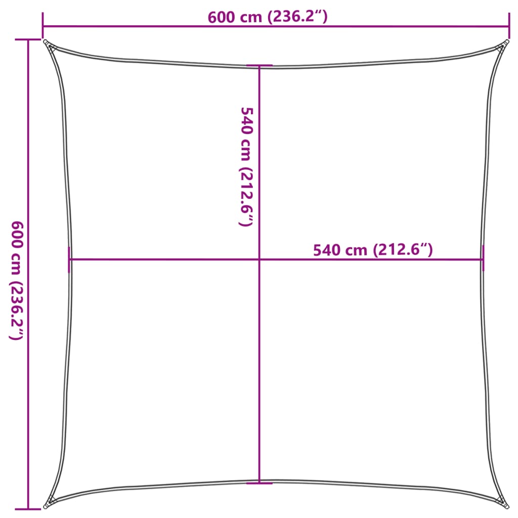 Uždanga nuo saulės, rudos spalvos, 6x6m, HDPE, 160g/m²
