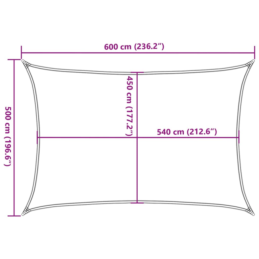Sun sail, brown, 5x6m, HDPE, 160g/m²