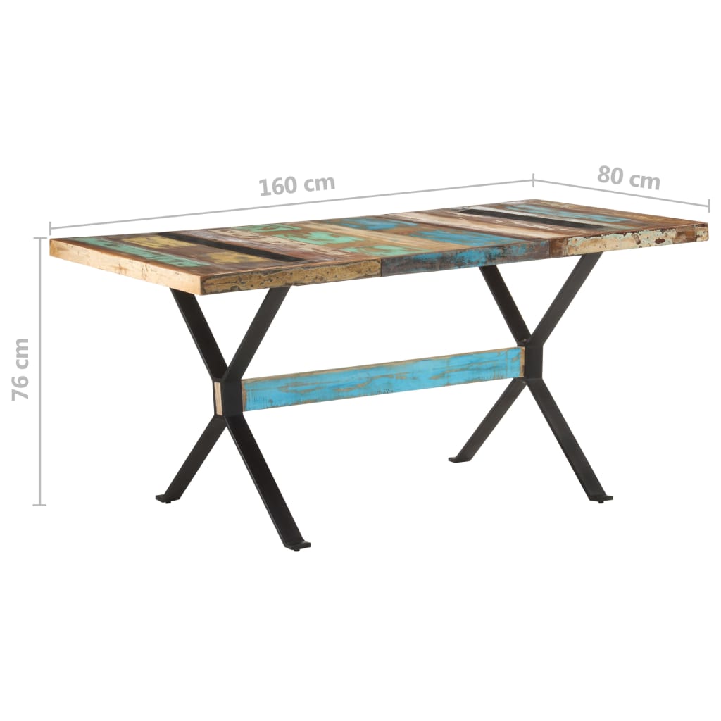 Valgomojo stalas, 160x80x76cm, perdirbtos medienos masyvas