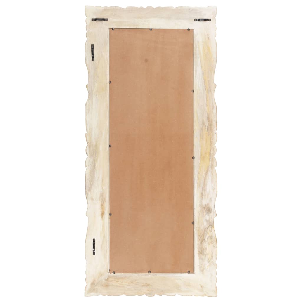 Mirror, white, 110x50cm, solid mango wood