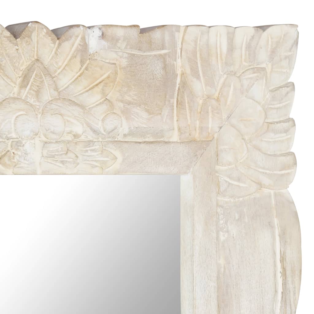 Mirror, white, 110x50cm, solid mango wood