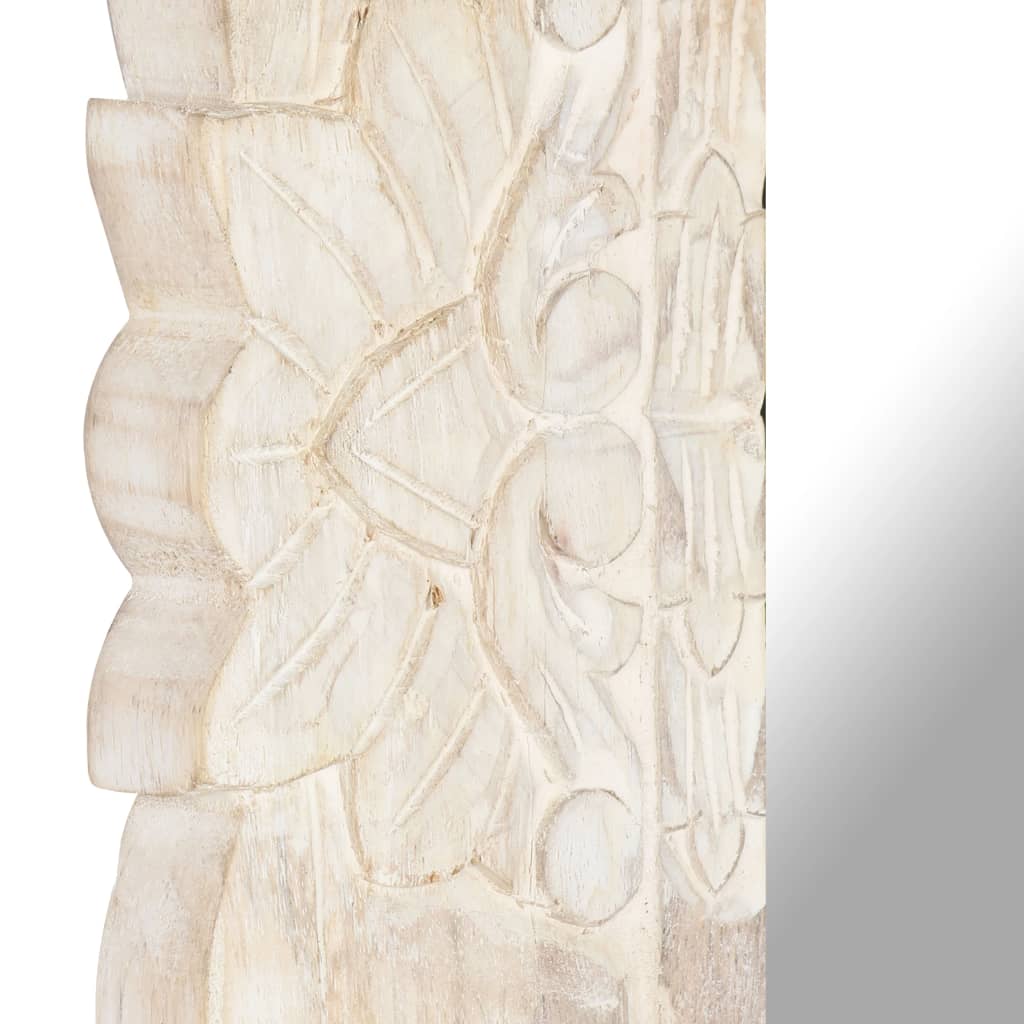 Mirror, white, 110x50cm, solid mango wood