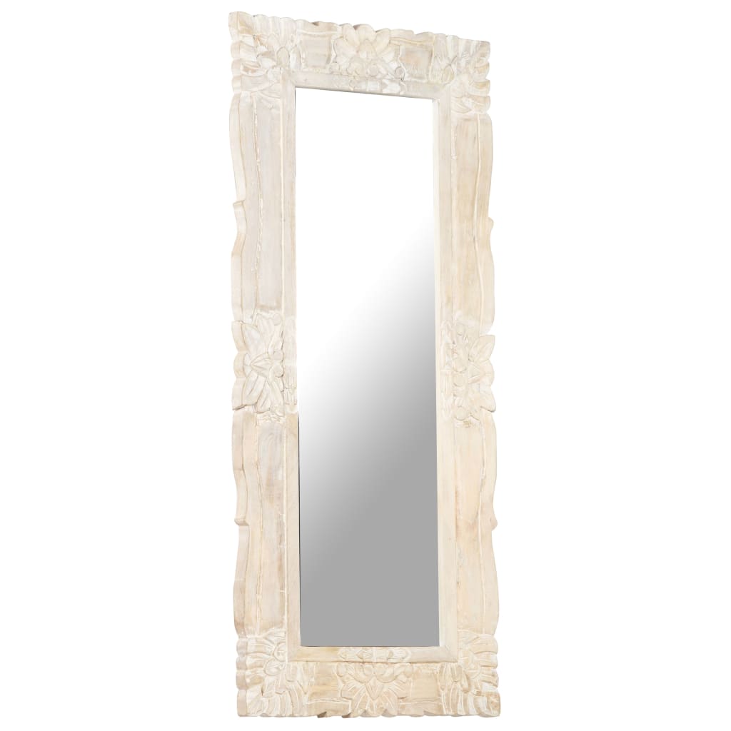 Mirror, white, 110x50cm, solid mango wood