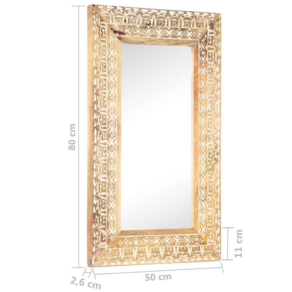 Mirror, 80x50x2.6cm, mango solid wood, hand-carved
