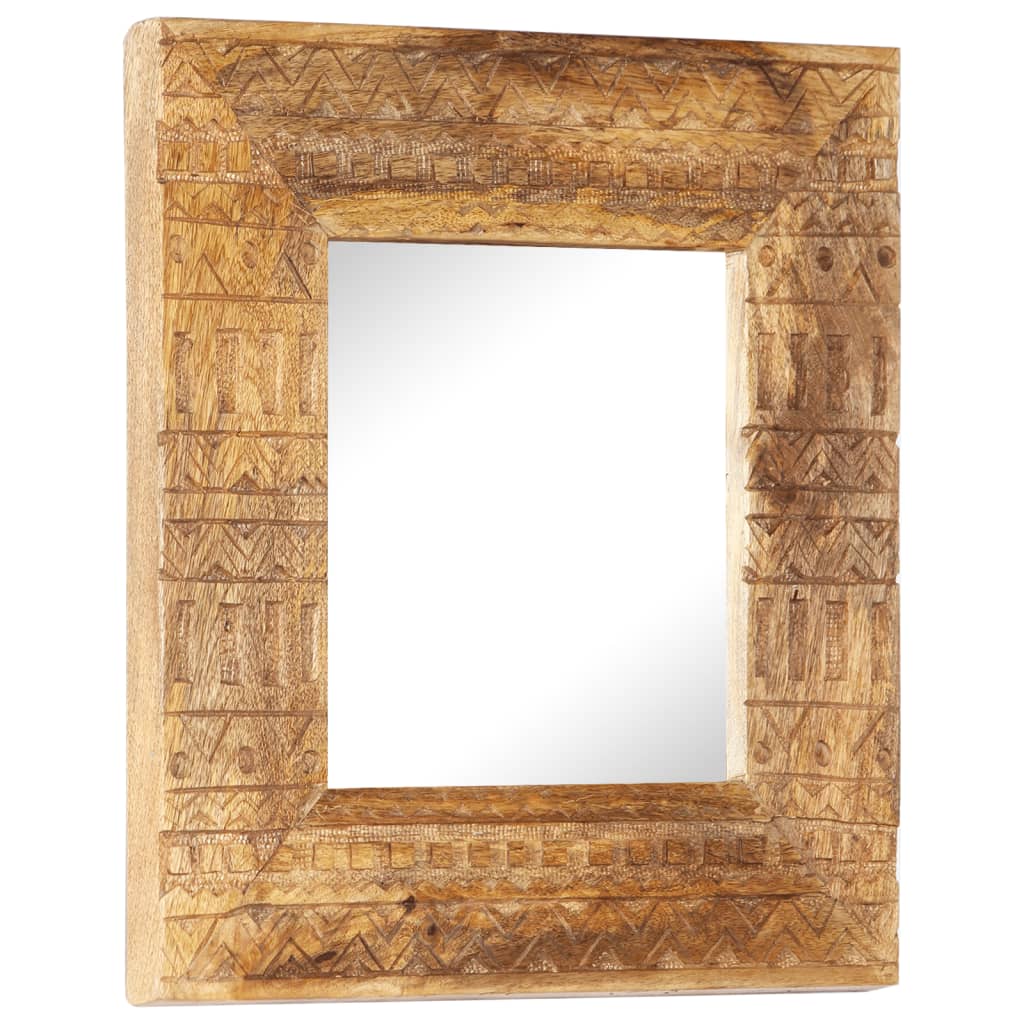 Mirror, 50x50x2.5cm, mango solid wood, hand-carved