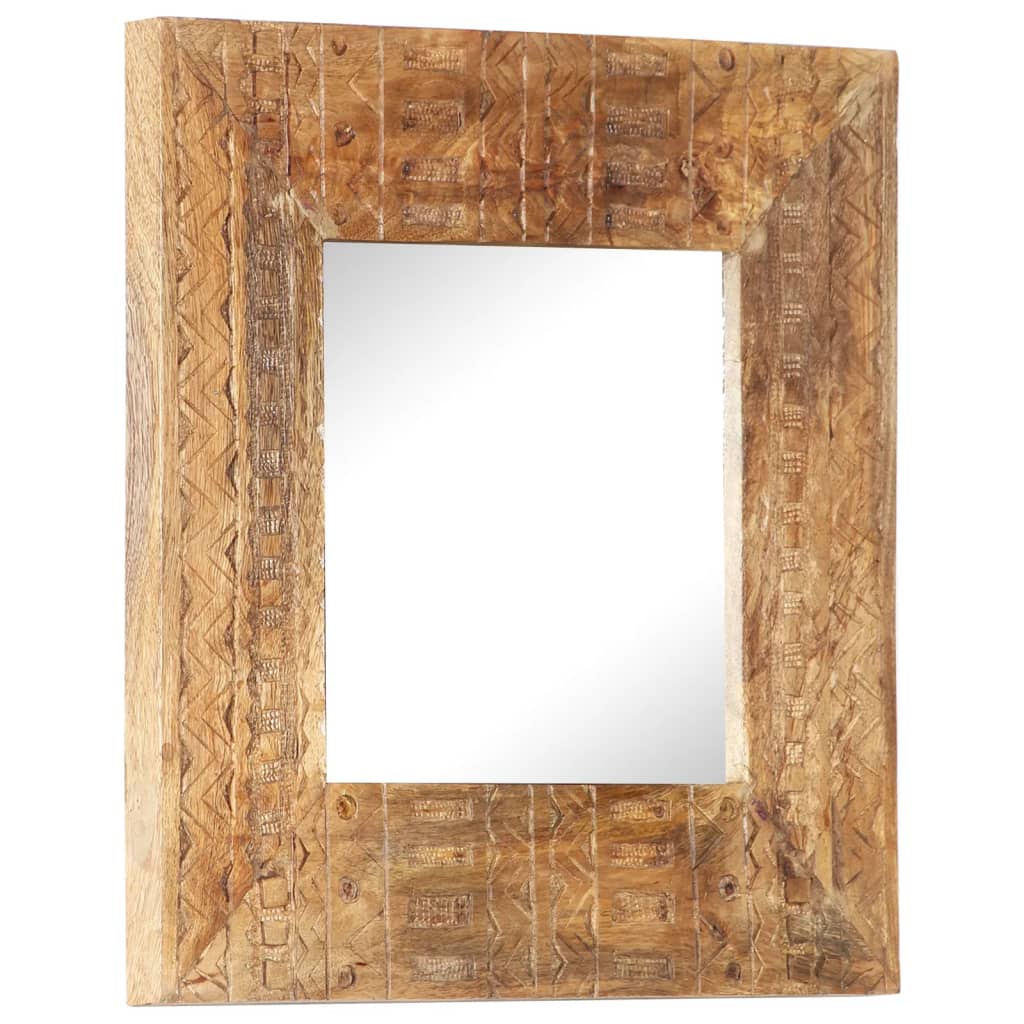 Mirror, 50x50x2.5cm, mango solid wood, hand-carved