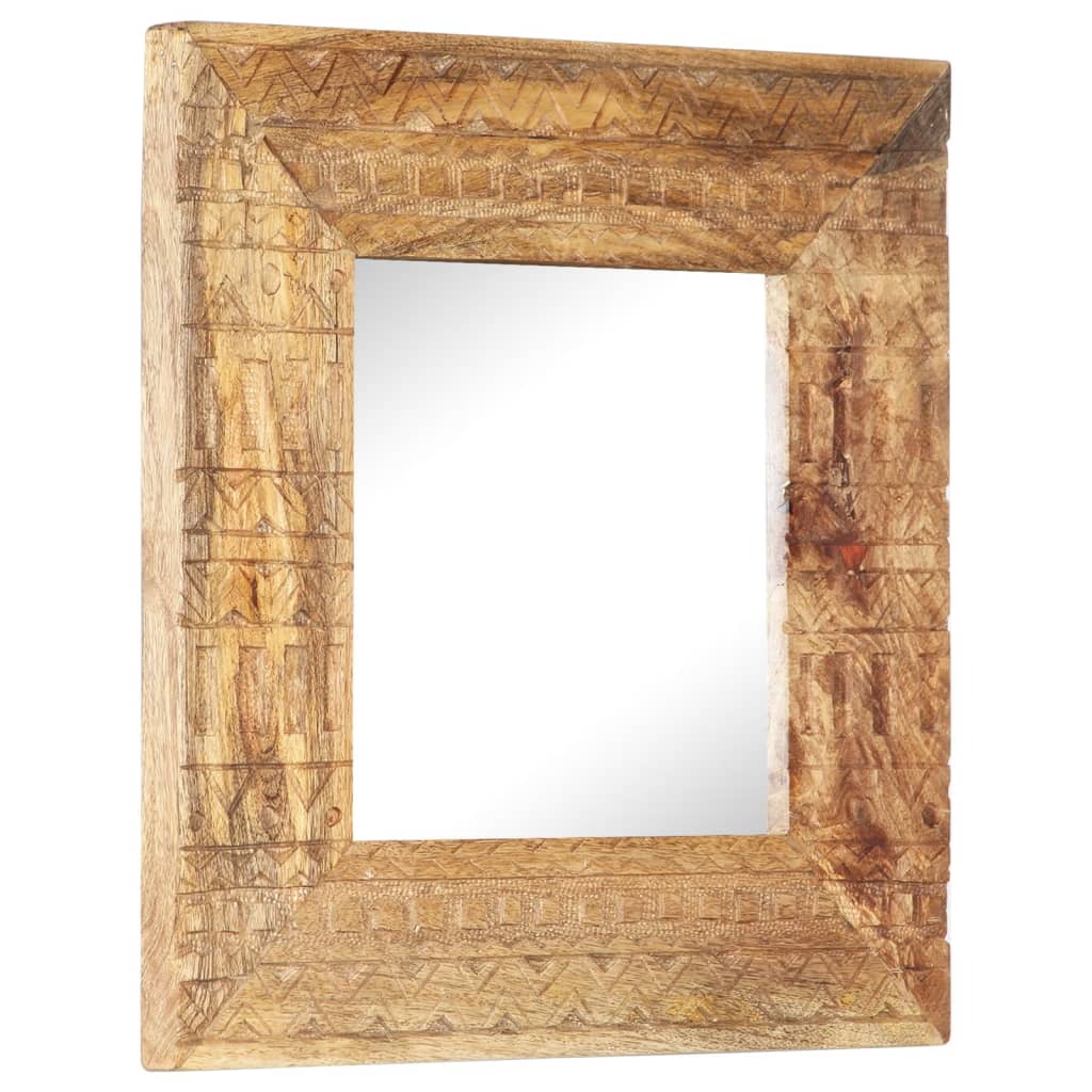 Mirror, 50x50x2.5cm, mango solid wood, hand-carved
