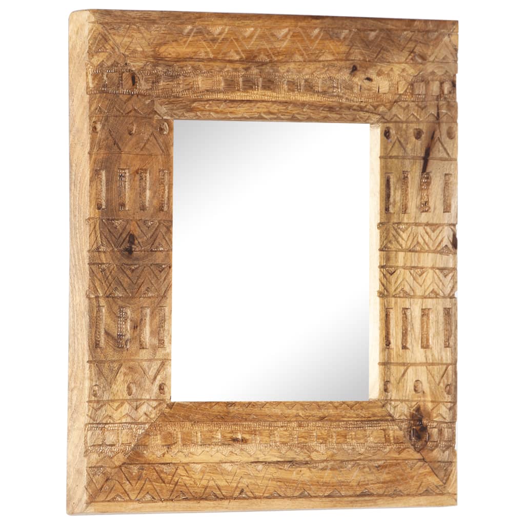 Mirror, 50x50x2.5cm, mango solid wood, hand-carved