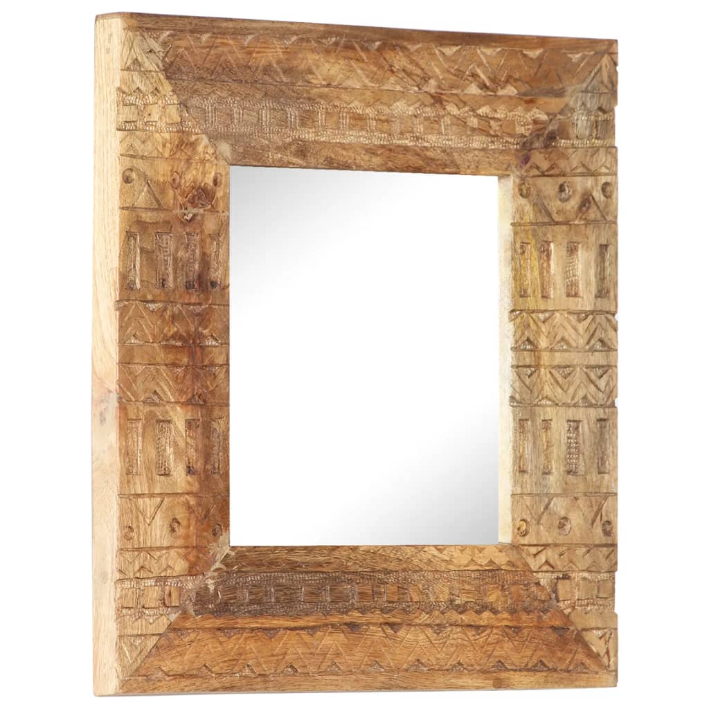 Mirror, 50x50x2.5cm, mango solid wood, hand-carved