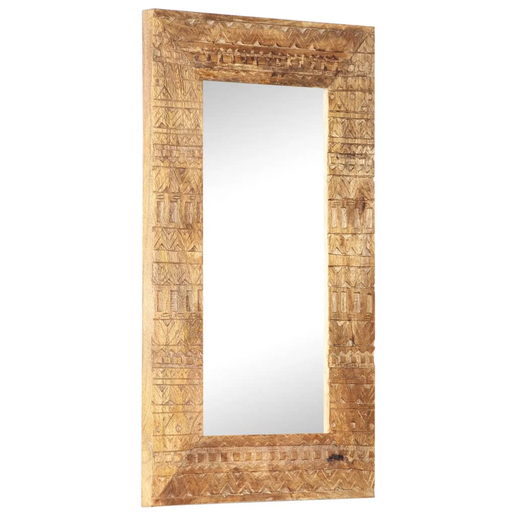 Mirror, 80x50x2.5cm, solid mango wood, hand-carved