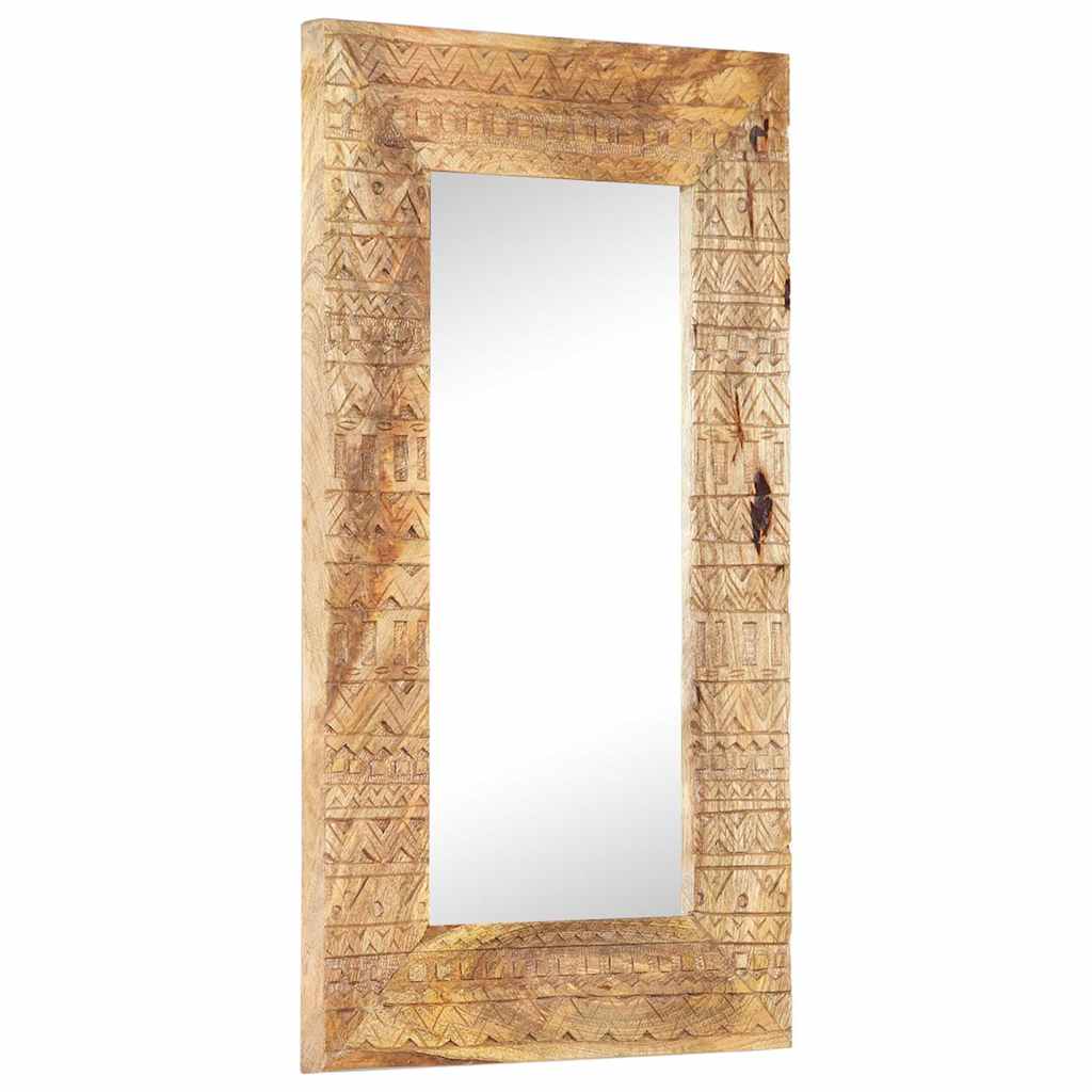 Mirror, 80x50x2.5cm, solid mango wood, hand-carved