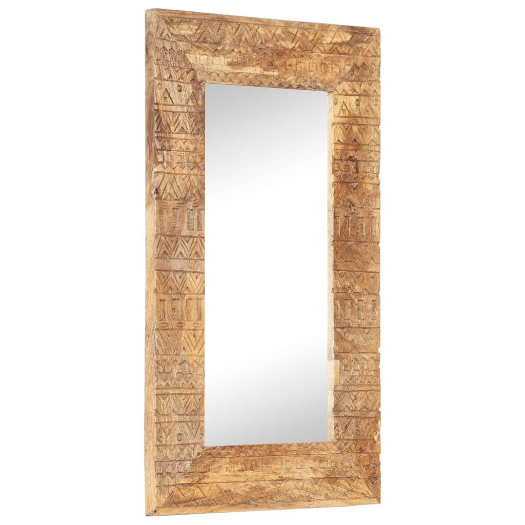 Mirror, 80x50x2.5cm, solid mango wood, hand-carved