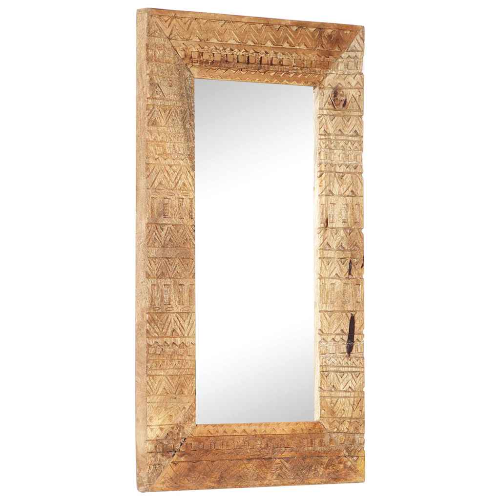 Mirror, 80x50x2.5cm, solid mango wood, hand-carved