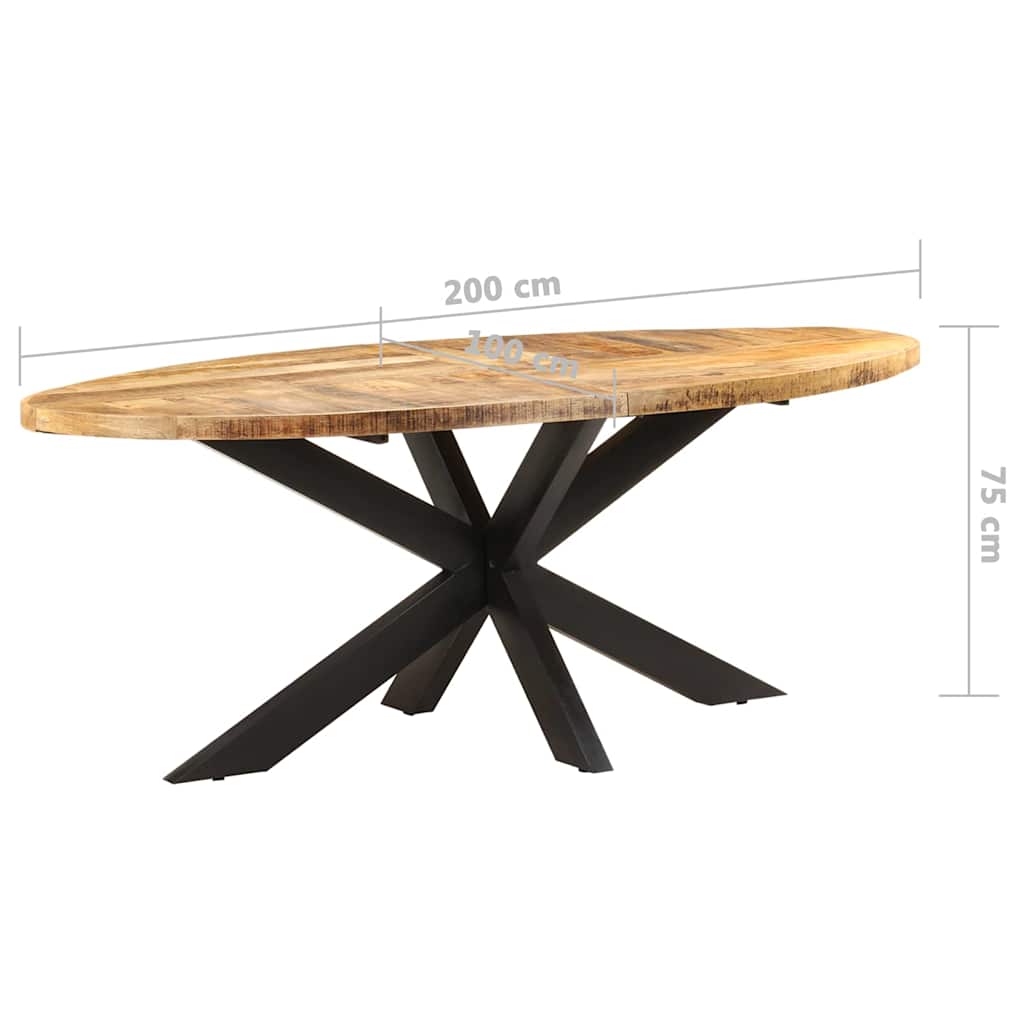 Valgomojo stalas, 200x100x75cm, neapdorota mango mediena