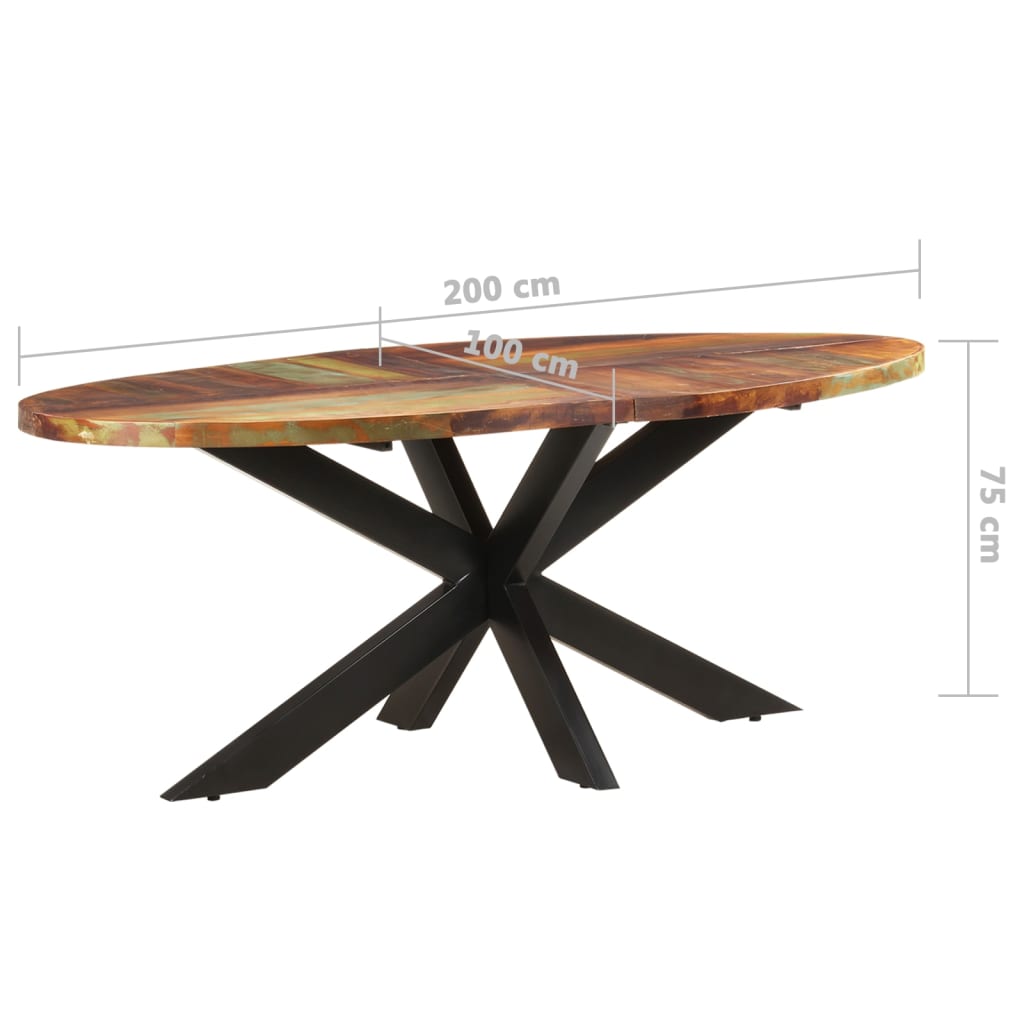 Dining table, 200x100x75cm, solid reclaimed wood