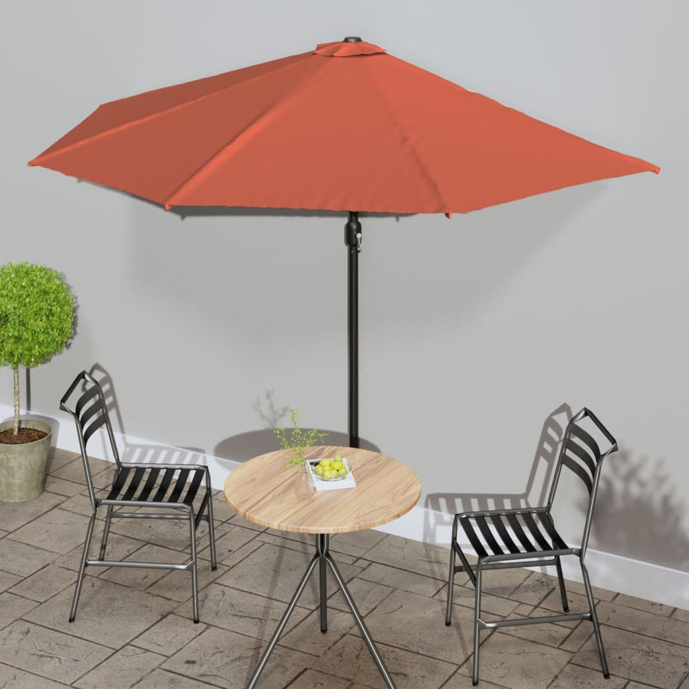 Balcony Parasol with Aluminium Pole, Terracotta, 300x155x223cm