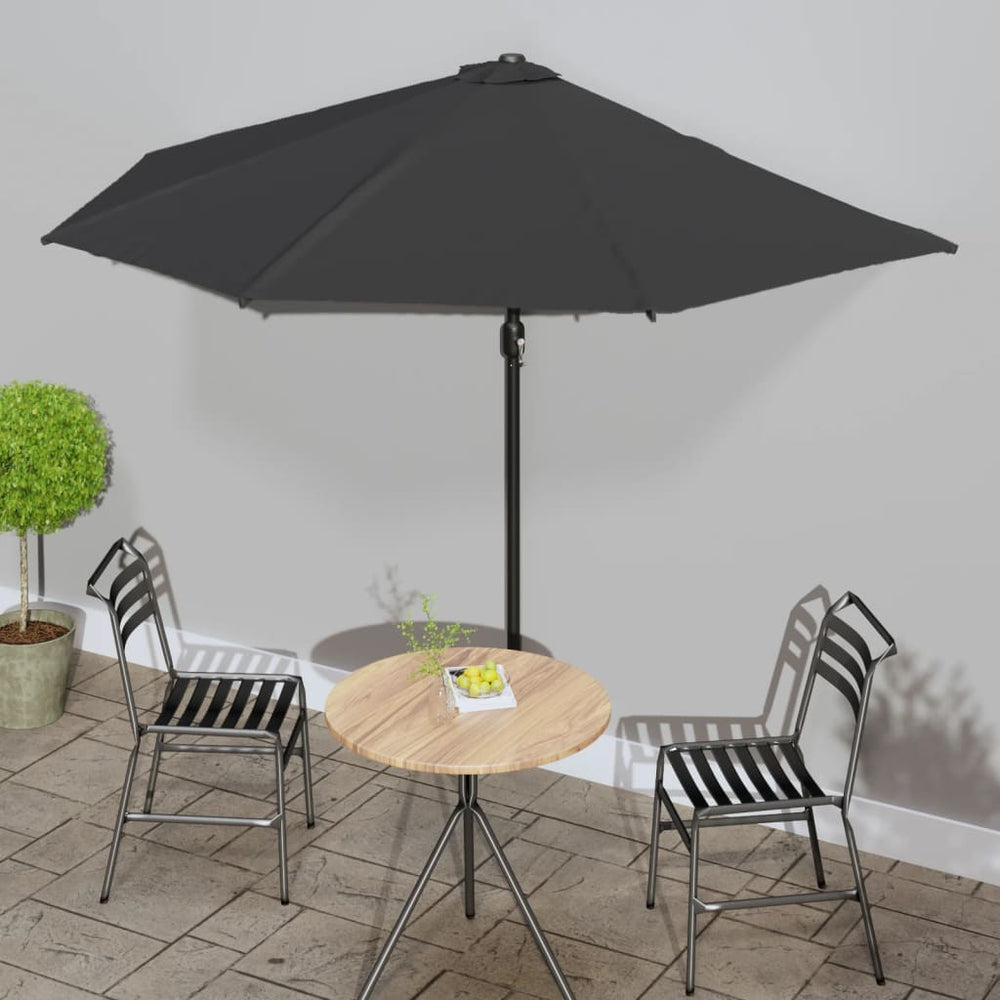 Balcony parasol with aluminum pole, black, 300x155x223cm