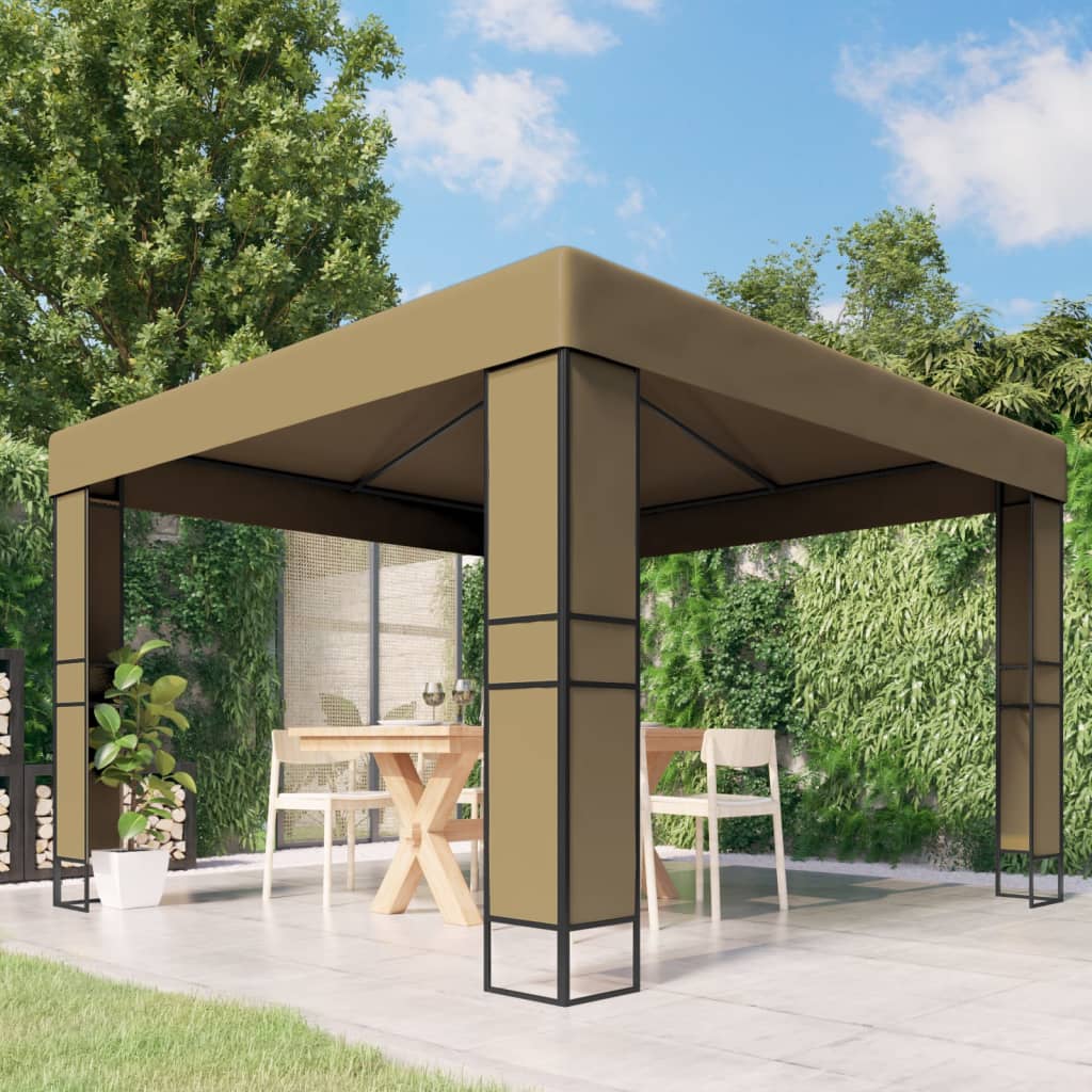 Pavėsinė dvigubu stogu JADE, taupe, 3x3m