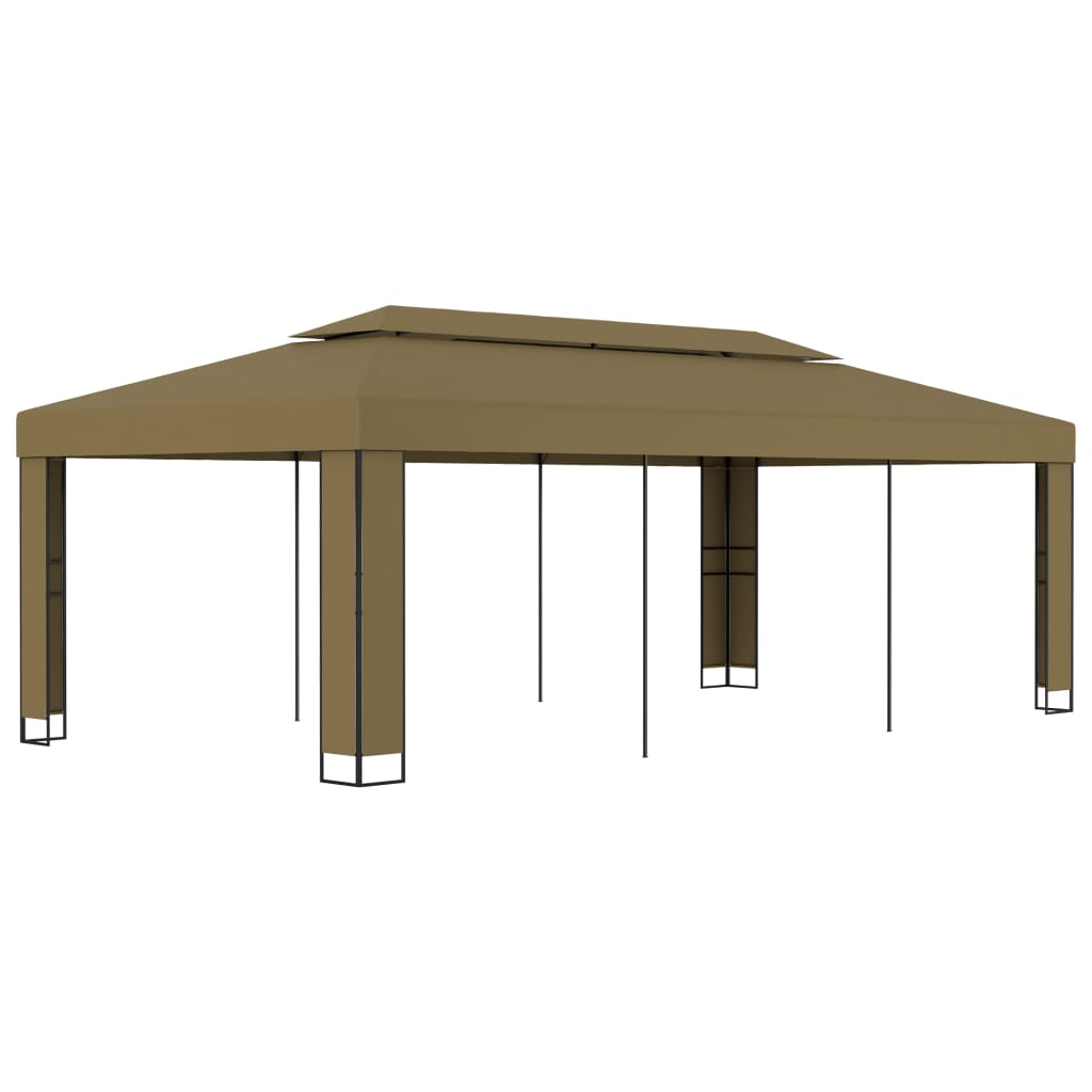 Gazebo with double roof JADE, taupe, 3x6m