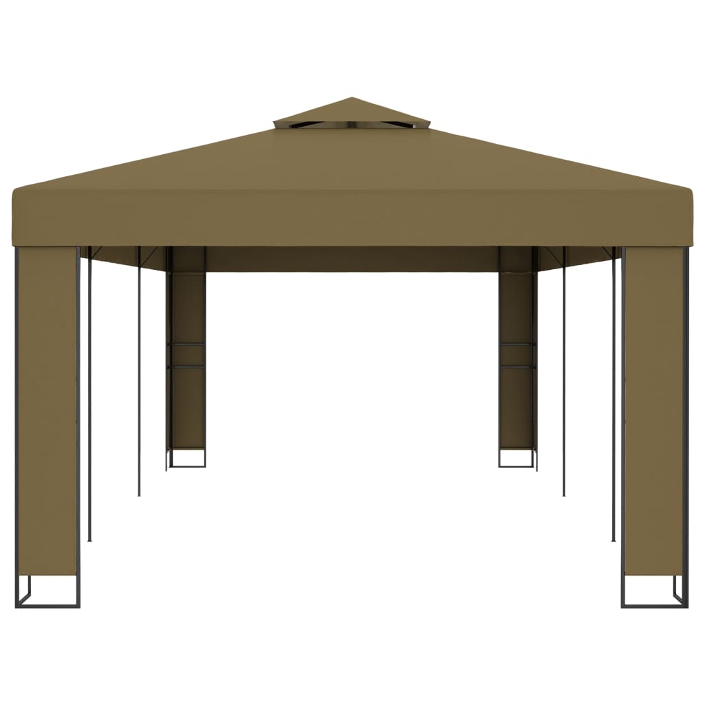 Gazebo with double roof JADE, taupe, 3x6m