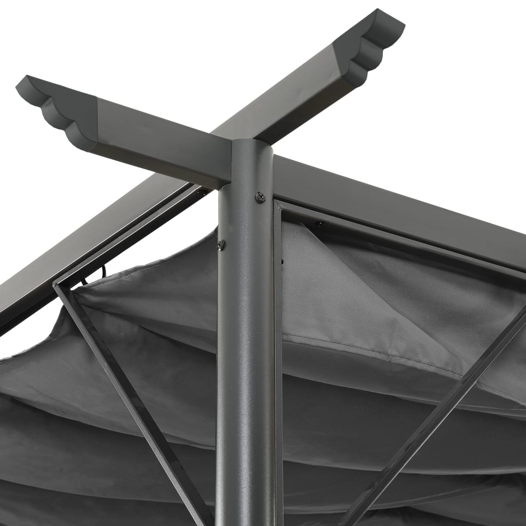 Pergola ar ievelkamu jumtu, antracīta krāsā, 3x3m, tērauds