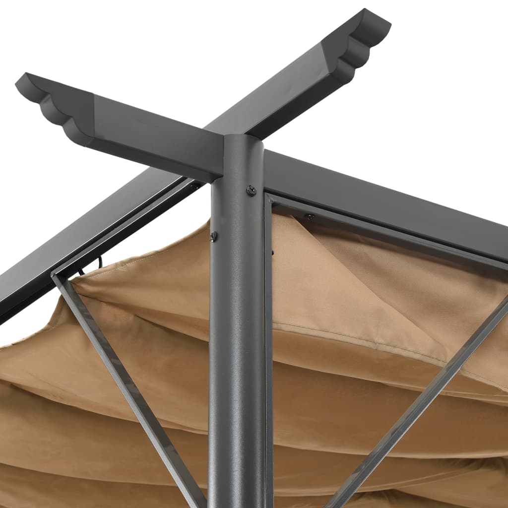 Pergola with retractable roof, taupe, 3x3m, steel