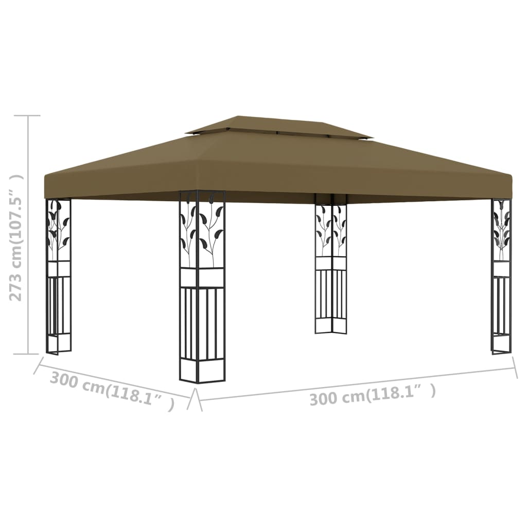 Pavėsinė dvigubu stogu JADE, taupe, 3x4m