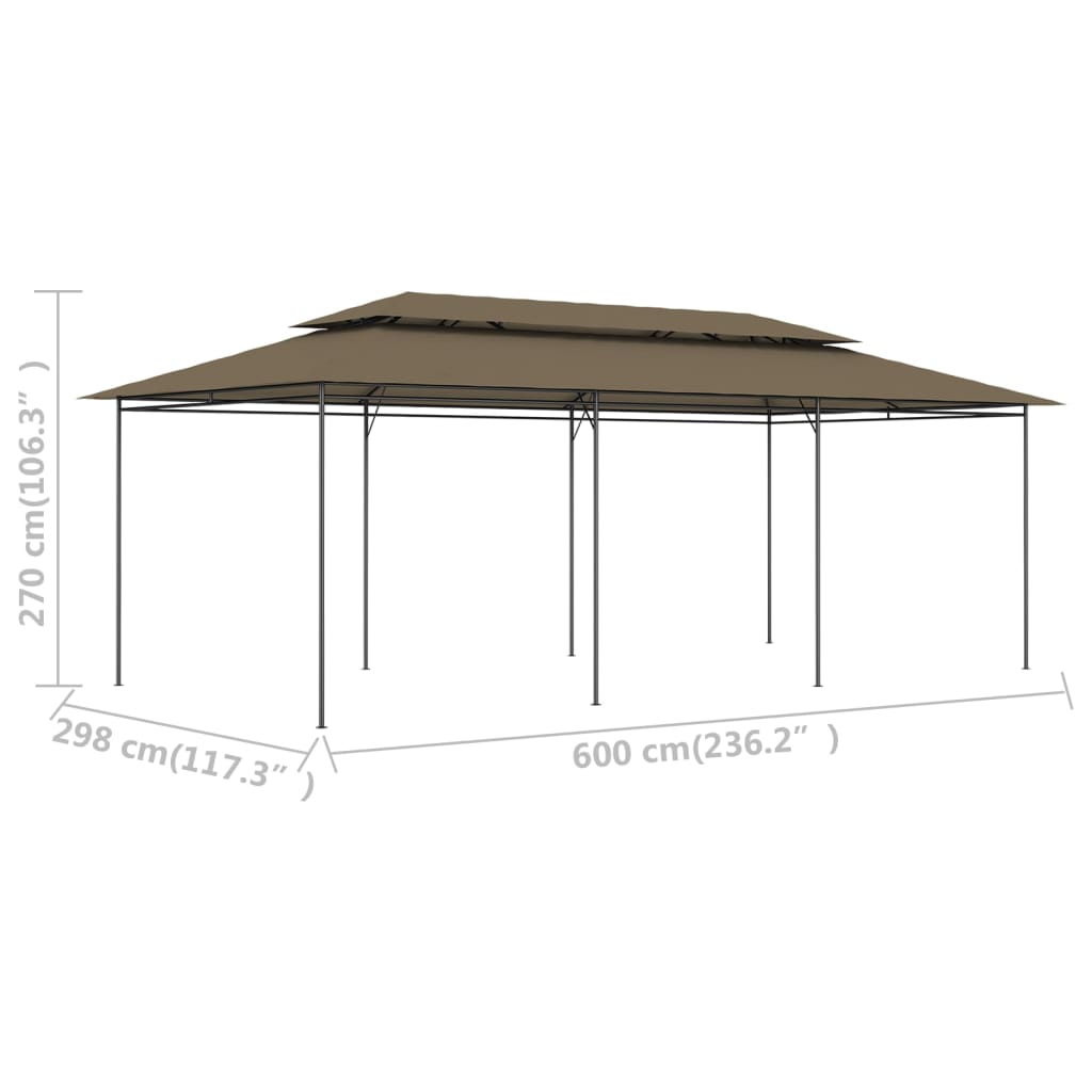 Pavėsinė, taupe spalvos, 600x298x270cm, 180g/m²