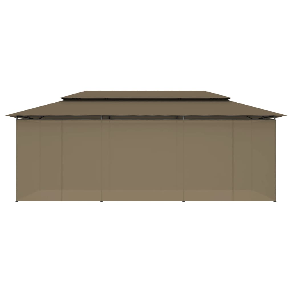 Pavėsinė su užuolaidomis, taupe, 600x298x270cm, 180g/m²
