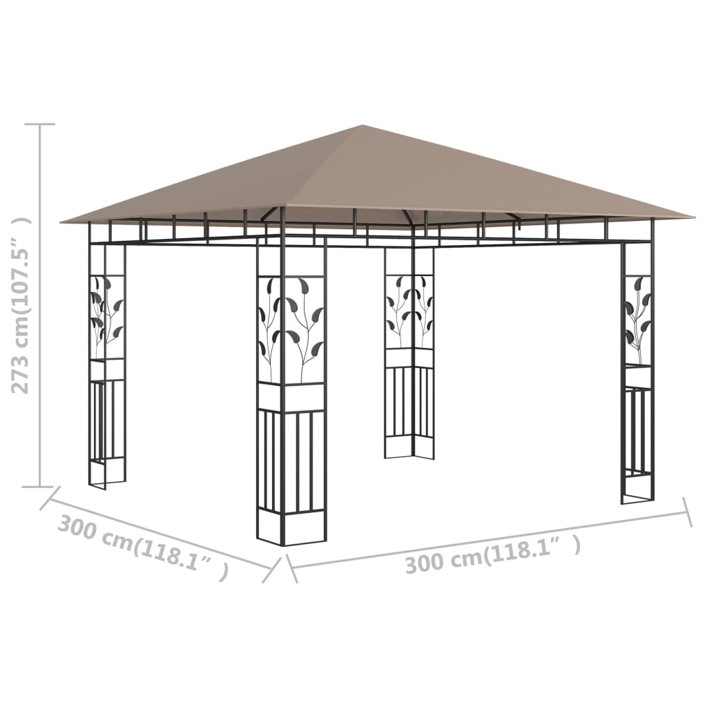 Pavėsinė su tinkleliu JADE, taupe, 3x3m