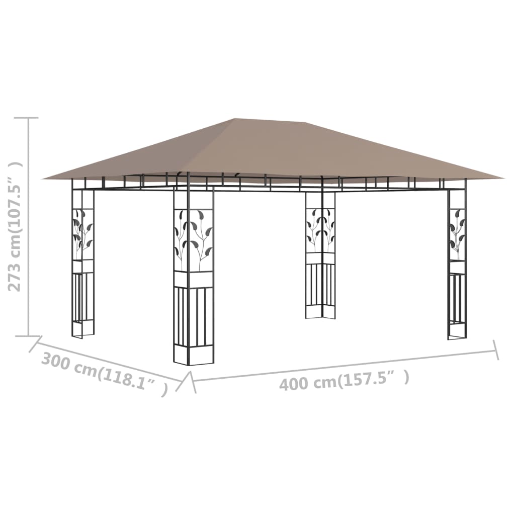 Pavėsinė su tinkleliu JADE, taupe, 4x3m