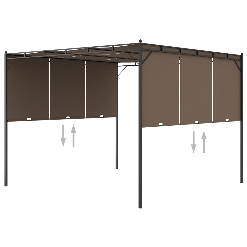 Dārza lapene ar sānu aizkaru, bēši pelēka, 3x3x2,25 m
