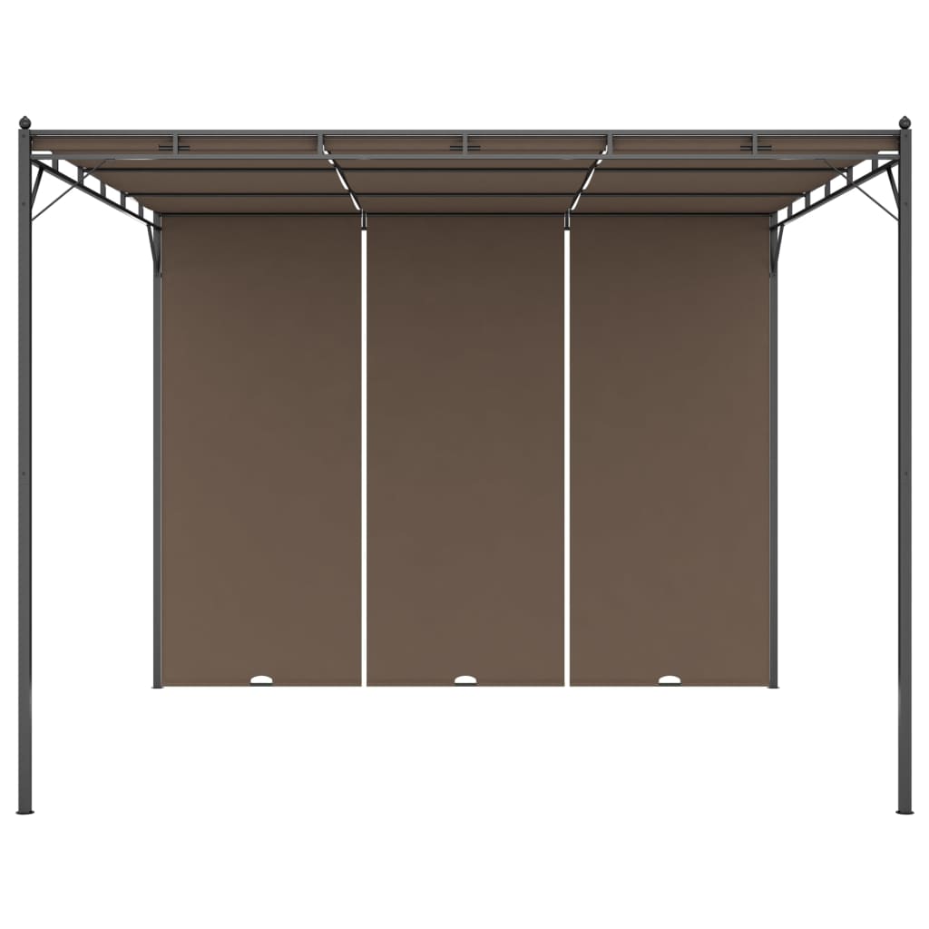 Dārza lapene ar sānu aizkaru, bēši pelēka, 3x3x2,25 m