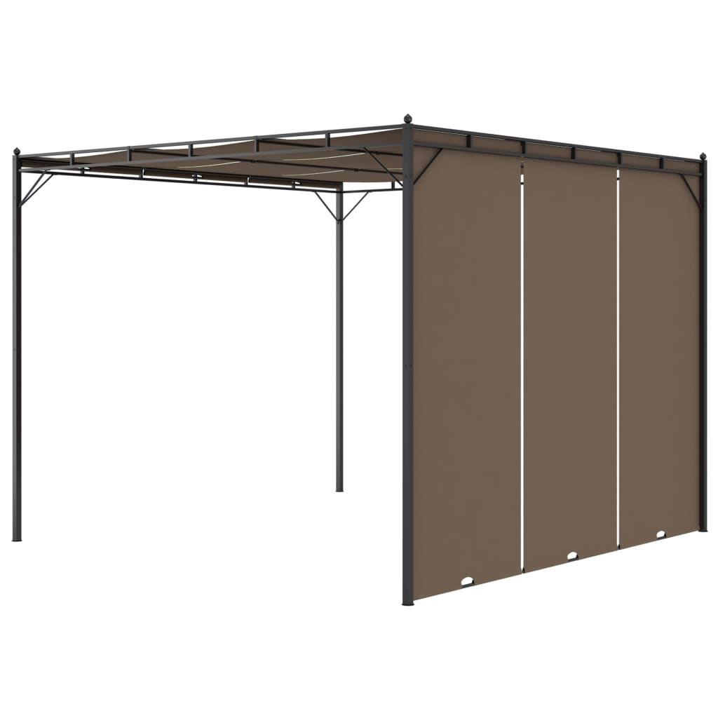 Dārza lapene ar sānu aizkaru, bēši pelēka, 3x3x2,25 m