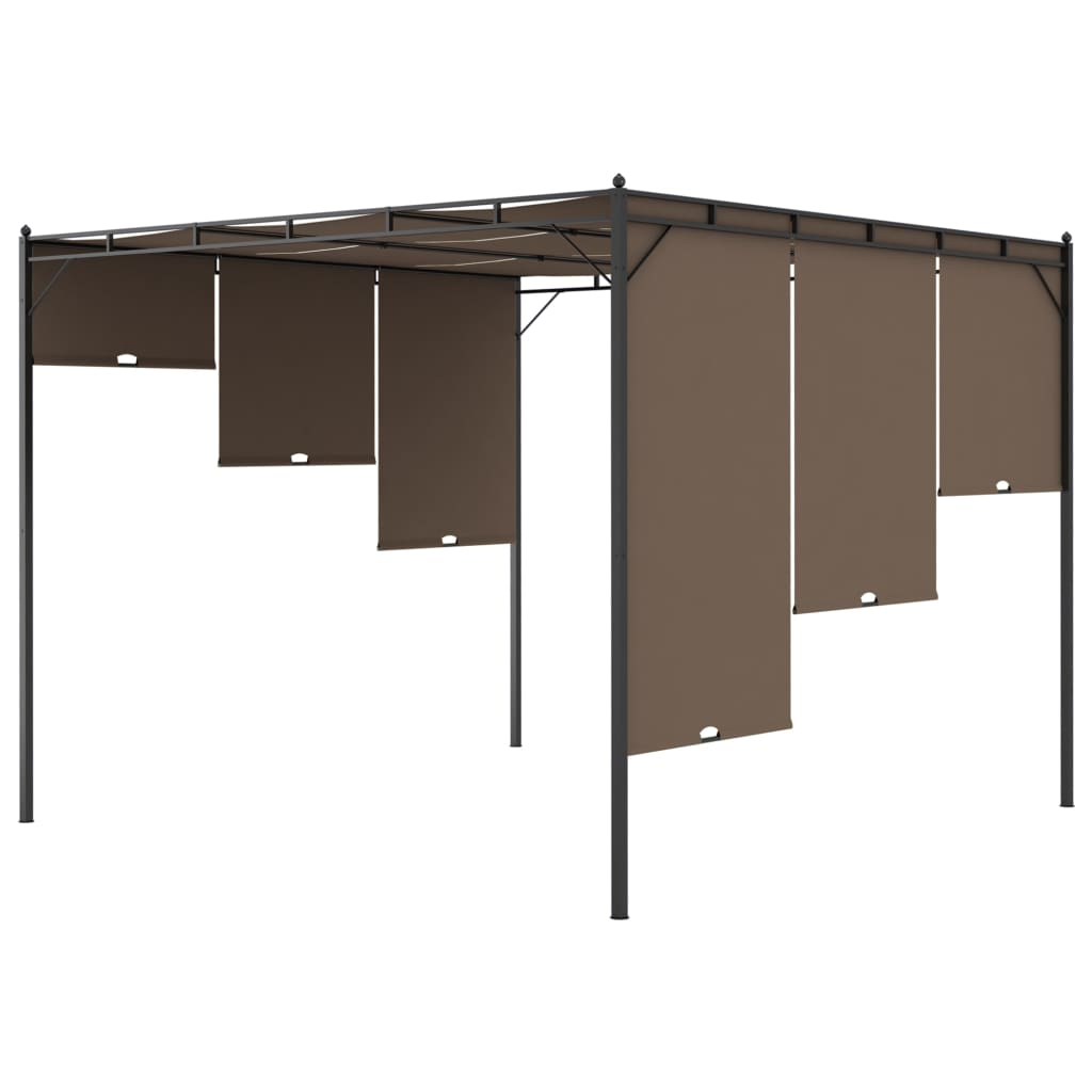 Dārza lapene ar sānu aizkaru, bēši pelēka, 3x3x2,25 m