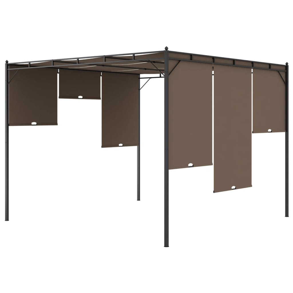 Dārza lapene ar sānu aizkaru, bēši pelēka, 3x3x2,25 m