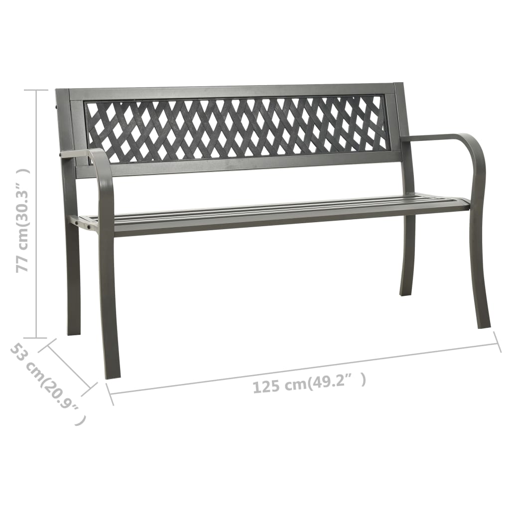 Garden bench, gray, 125cm, steel