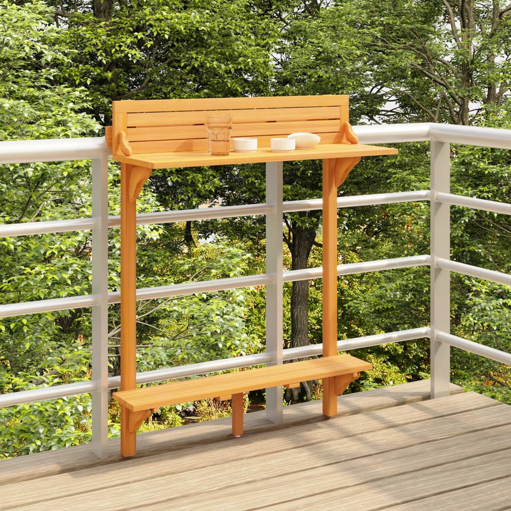 Balcony bar table, 90x37x122.5cm, solid acacia wood