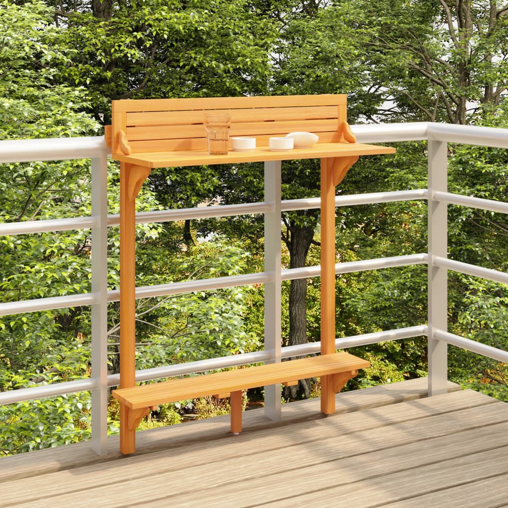 Balcony bar table, 90x37x122.5cm, solid acacia wood