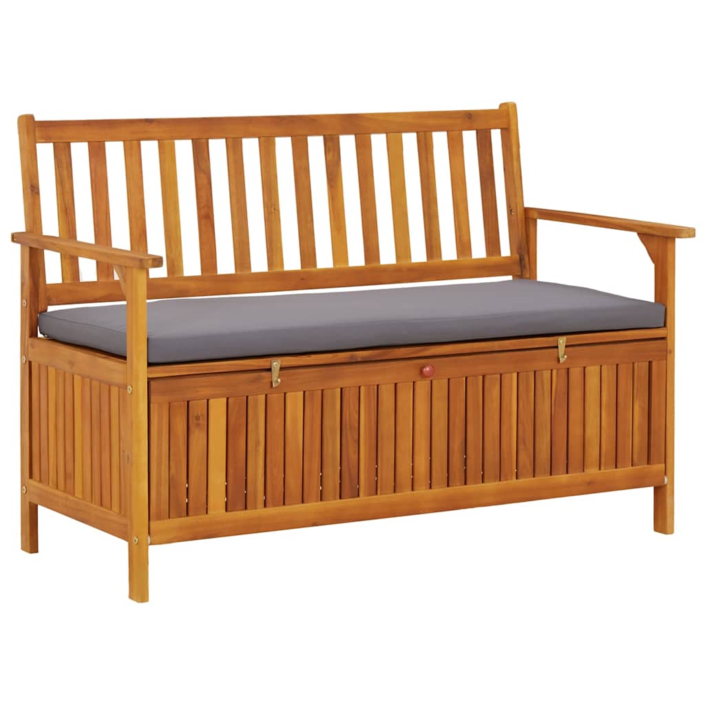 Garden bench with storage box, 120cm, solid acacia wood