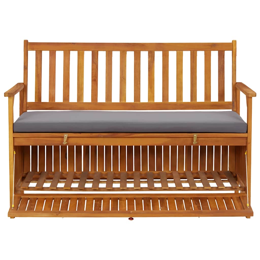 Garden bench with storage box, 120cm, solid acacia wood