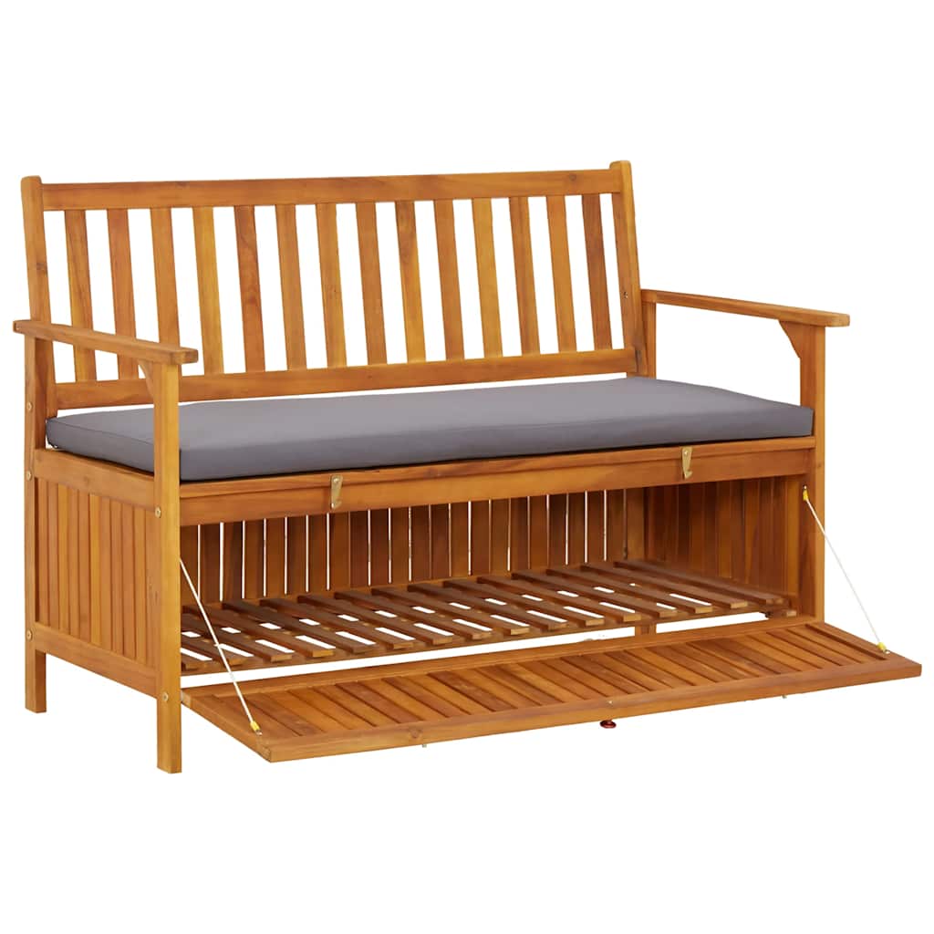 Garden bench with storage box, 120cm, solid acacia wood