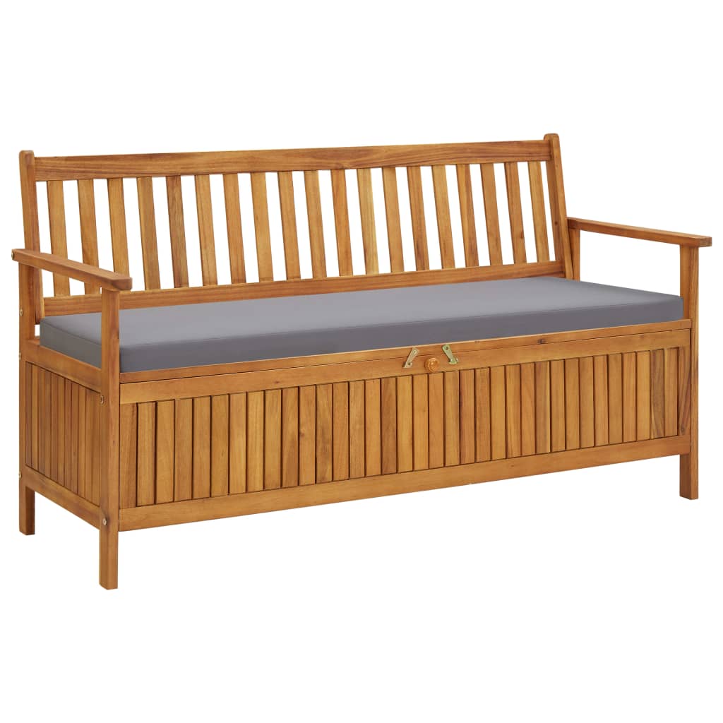 Dārza soliņš-glabāšanas kaste ar spilvenu, 148 cm, akācijas masīvkoks