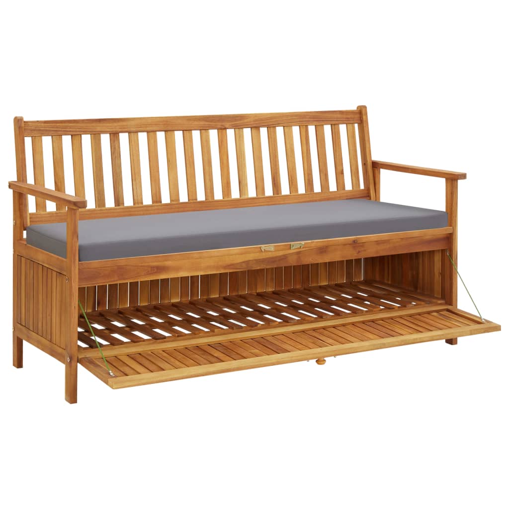 Dārza soliņš-glabāšanas kaste ar spilvenu, 148 cm, akācijas masīvkoks