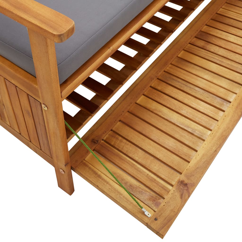 Dārza soliņš-glabāšanas kaste ar spilvenu, 148 cm, akācijas masīvkoks