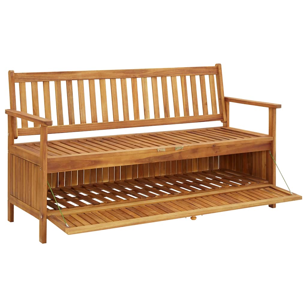 Garden bench storage box, 148cm, solid acacia wood