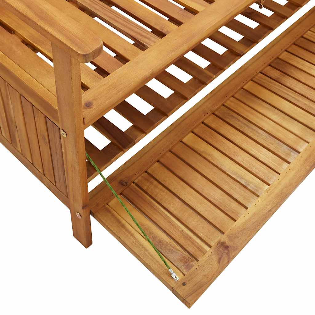 Garden bench storage box, 148cm, solid acacia wood