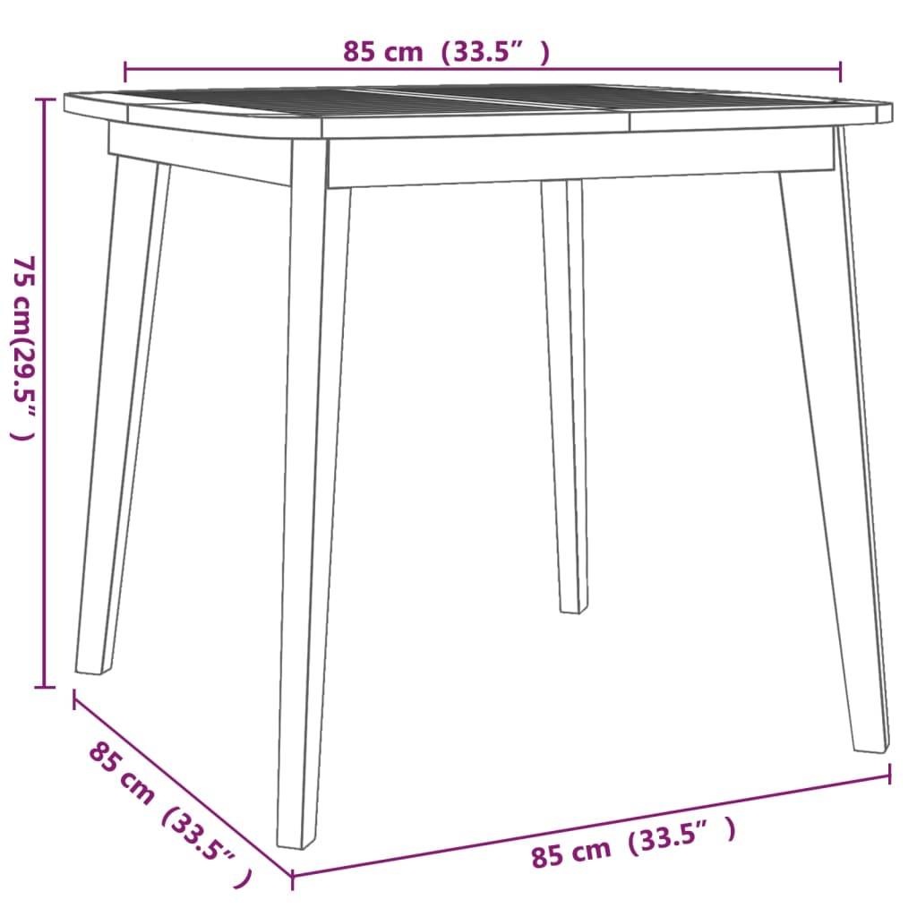 Sodo stalas, 85x85x75cm, akacijos medienos masyvas